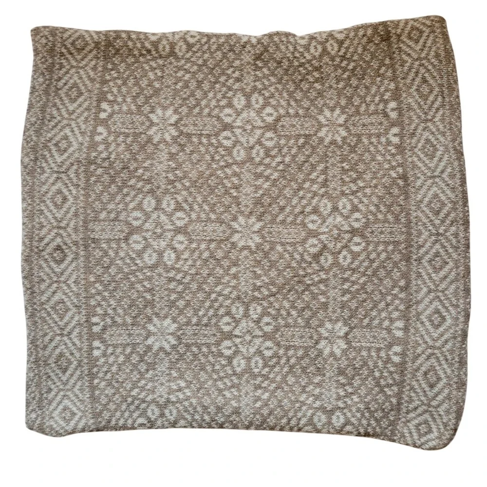 Pottery Barn Fair Isle‎ Knit Pillow Cover Taupe Cream 20x20